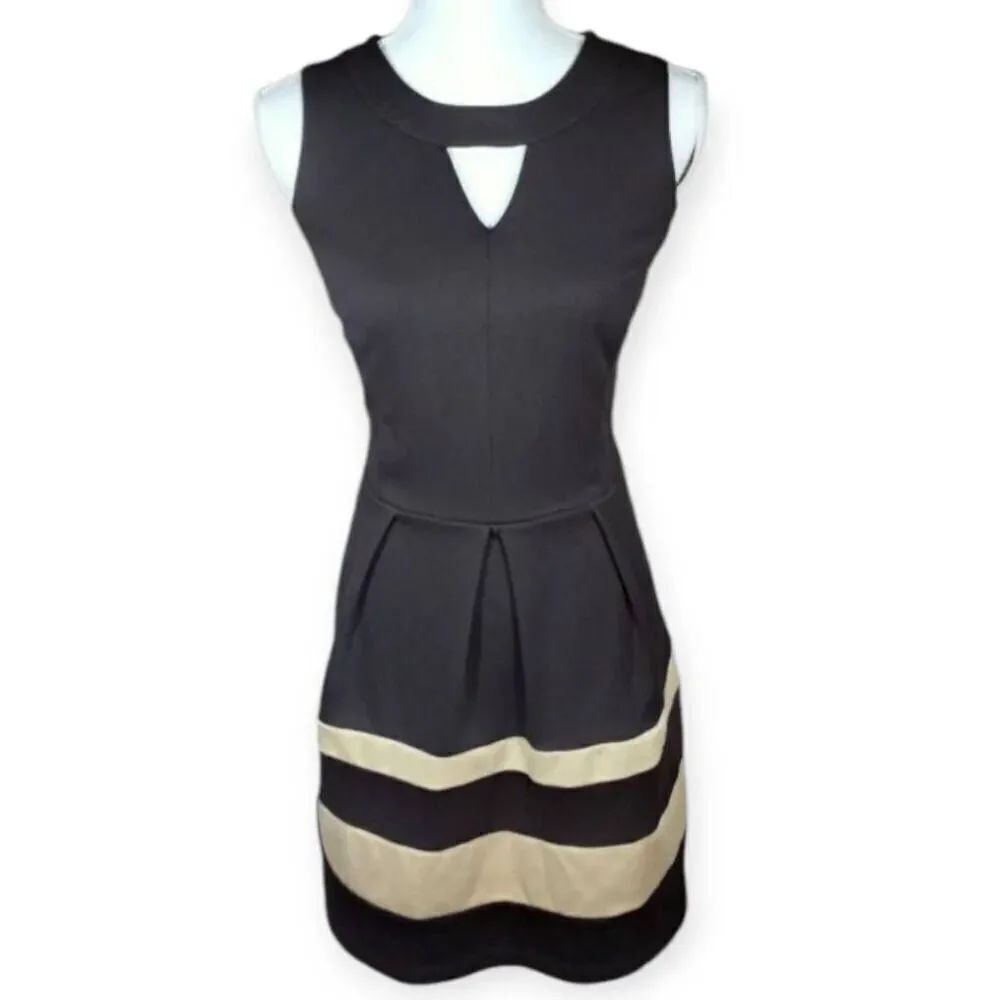 IZ BYER BLACK & BEIGE DRESS SZ.13 EUC
